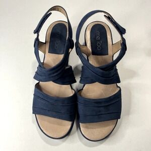 Me Too Women Suede Ankle Strap Sandals 9M Block Heel Comfort Casual Minimalist.